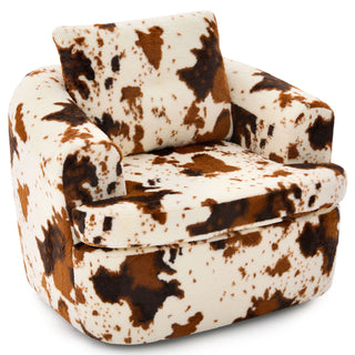 Modern Swivel Barrel Chair With Dual-Layer Cushion