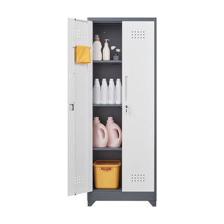 Lockers With Locking Doors, Adjustable Shelves, High Broom Tool Storage Cabinet