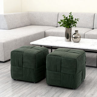 Square Ottoman Foot Rest With Woven Design