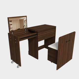 Folding Desk With Mirror And Storage Stol For Bedroom