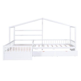 L Shape Platform Bed With 3 Storage Drawers