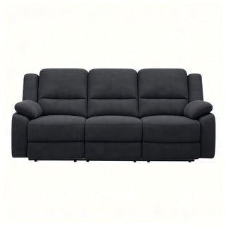 3 Seat Manual Reclining Sofa With Deep Recline - Black