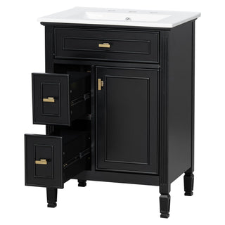 Modern Bathroom Vanity With Sink, Flip Drawer, 2 Drawers, Adjustable Shelf