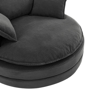 360° Swivel Accent Barrel Chair With Dual Layer Cushion And 3 Removable Pillows