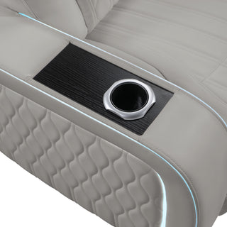 Electra - Power Recliner Sectional Sofa With Power Headrests, Console Loveseats, Wedge, LED Light Strip, Speakers