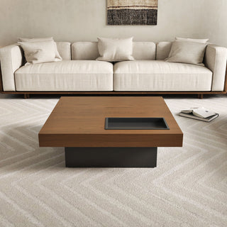 Square Floating Coffee Table For Living Room - Dark Walnut