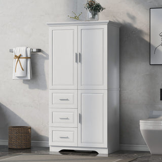 Tall Wide Storage Cabinet With Doors, 3 Drawers