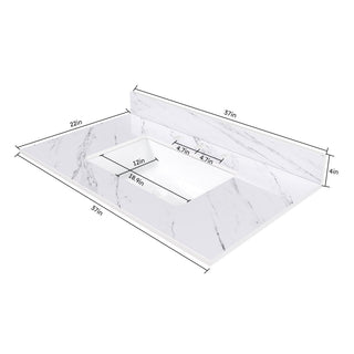 Bianco Carrara Venato Elegant Marble Vanity Top, Bathroom Vanity With Undermount Sink, Sintered Stone