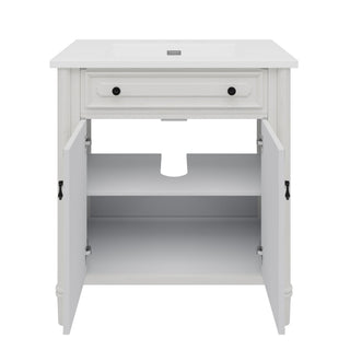Vintage Bathroom Vanity With Sink, Rustic Cabinet With Soft Close Doors