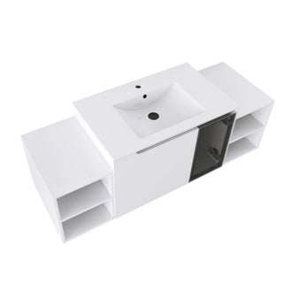 Wall Mounted Bathroom Vanity With Sink, Cabinet & Half Door