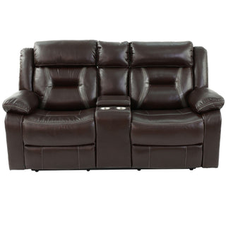Modern Reclining Loveseat With Console, Cup Holders, Storage