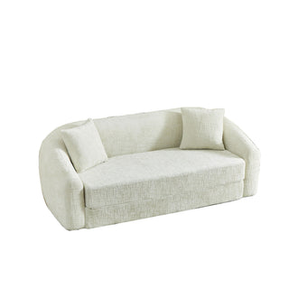 Curved Convertible Sofa, 2 In 1 Fold Out Bed With Pull Out Base And Deep Seat