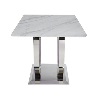 Rectangular Dining Table - Silver / White