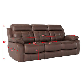 Genuine Non Power Reclining Sofa With Drop Down Table, Stainless Steel Cupholders And Magazine Bag