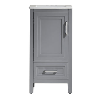Fully Assembled 18'' Freestanding Single Bathroom Vanity With Ceramic Top - Gray