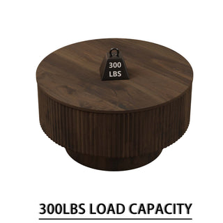 Modern Circular Coffee Table With Stripe Design And Storage Space