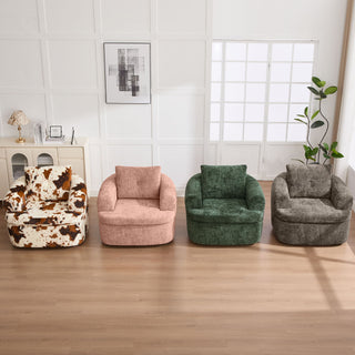 Modern Swivel Barrel Chair With Dual-Layer Cushion