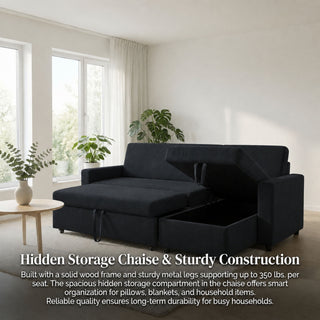 L - Shaped Convertible Sofa Bed With Storage Chaise