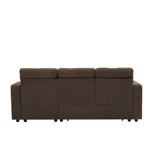 Convertible L - Shaped Sectional Sofa Bed With Storage Chaise, Cup Holders