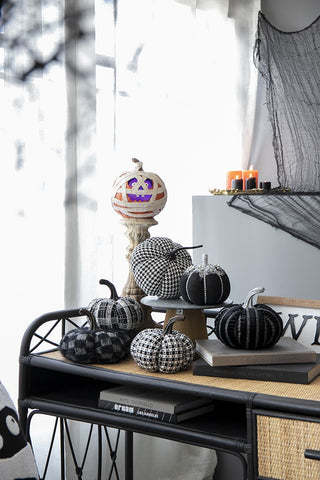 Plaid Pumpkin Decor, For Holiday Halloween Decoration