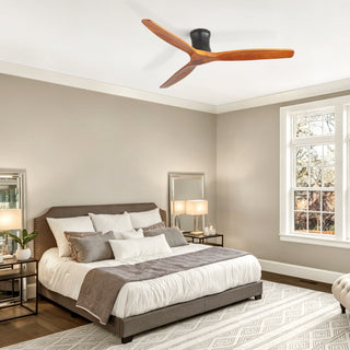 52" Ceiling Fan, No Light Flush Mount Low Profile 3 Blades With Remote Control