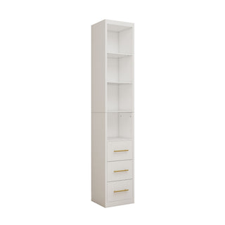 Rectangular Side Storage Cabinet With 3 Drawers For Bedroom - White