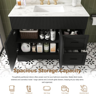 Bathroom Vanity Set, Soft Close Doors & Drawers, 3 Faucet Holes, Sink Included - Black