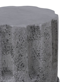 Outdoor End Table, Round Side Table For Patio And Garden - Antique Gray
