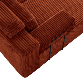 Sectional Sleeper Sofa & Storage Pockets, Modular Couch With Throw Pillows For Living Room