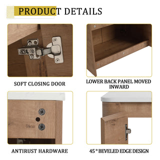 Wall Mounted Bathroom Vanity With Art Sink & 1 Soft Close Door
