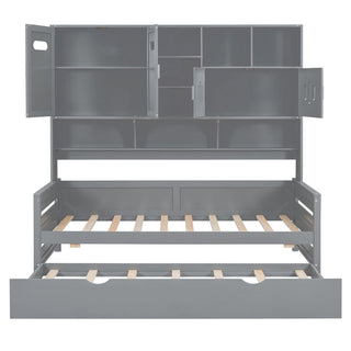 Daybed With All-In-One Cabinet And Shelf