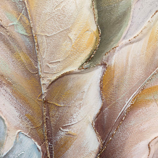 Botanical Leaf Wall Art, Textured Canvas Painting With Accents, Framed Decor For Living Room (Set of 2) - Green Leaf