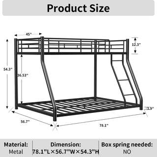 Bunk Bed Frame With Ladder And Guardrail, Heavy Duty Noise Free Design Metal Construction