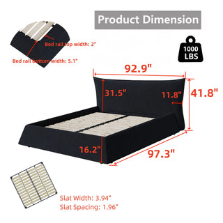 Upholstered Platform Bed With Special Shaped Headboard