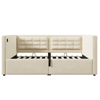 Upholstered Daybed With Hydraulic Storage And USB / Type - C Charging