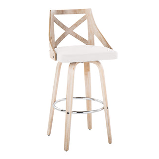 Charlotte - Farmhouse Fixed Height Bar Stool With Swivel And Round Footrest (Set of 2)