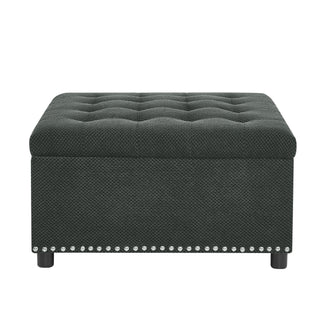Square Tufted Storage Ottoman With Nailhead Trim