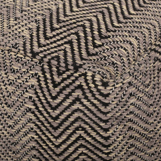 Barracuda - Handcrafted Cotton Pouf With Chevron Pattern - Brown / Beige