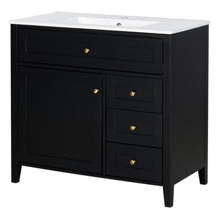 Bathroom Vanity With Sink, Cabinet With 3 Drawers And Adjustable Shelf
