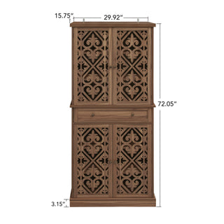 4 Door Cabinet With 1 Drawer, With 4 Adjustable Inner Shelves, Storage Cabinet