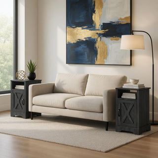 Farmhouse Nightstand, Charging Station & Storage