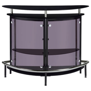 Strick & Bolton - Freestanding Glass Top Home Bar Wine Cabinet With Panels - Black