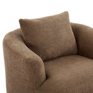 360° Swivel Barrel Sofa Chair With Throw Pillow, Upholstered Accent Chair