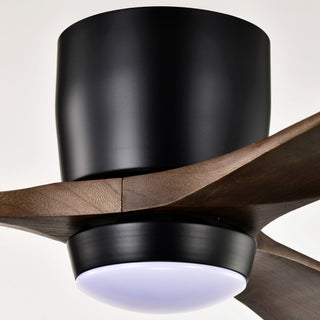 Flush Mount Blades Ceiling Fan With Lights Remote Control, Quiet DC Motor, 6 Speed, Reversible Ceiling Fan For Living Room - Matte Black