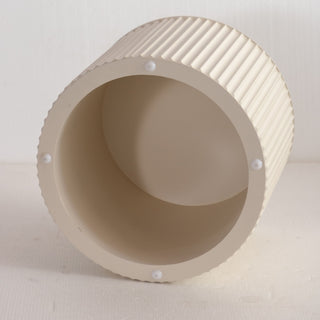 Drum Nesting Coffee Table With Wave Stripe Design For Living Room (Set of 2) - Beige / White