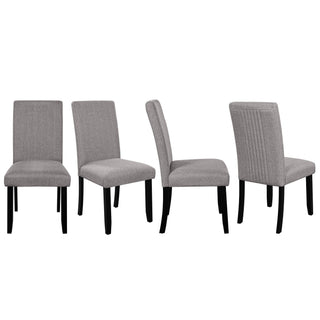 5 Piece Round Dining Table Set, Modern Table And 4 Upholstered Chairs For Dining Room