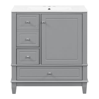 Freestanding Bathroom Vanity With Sink, Soft Close Door, 3 Drawers