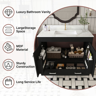 Bathroom Vanity Set, Fluted Cabinet, Soft Close Doors & Drawers - Black