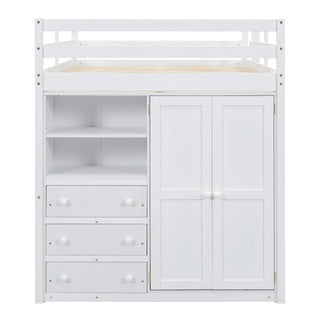 Loft Bed With Built In Wardrobe, Shelves And Drawers