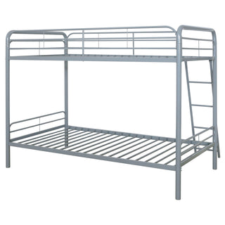 Long Beach - Twin Over Twin Bunk Bed With Built In Guardrails And Angled Ladder - Silver